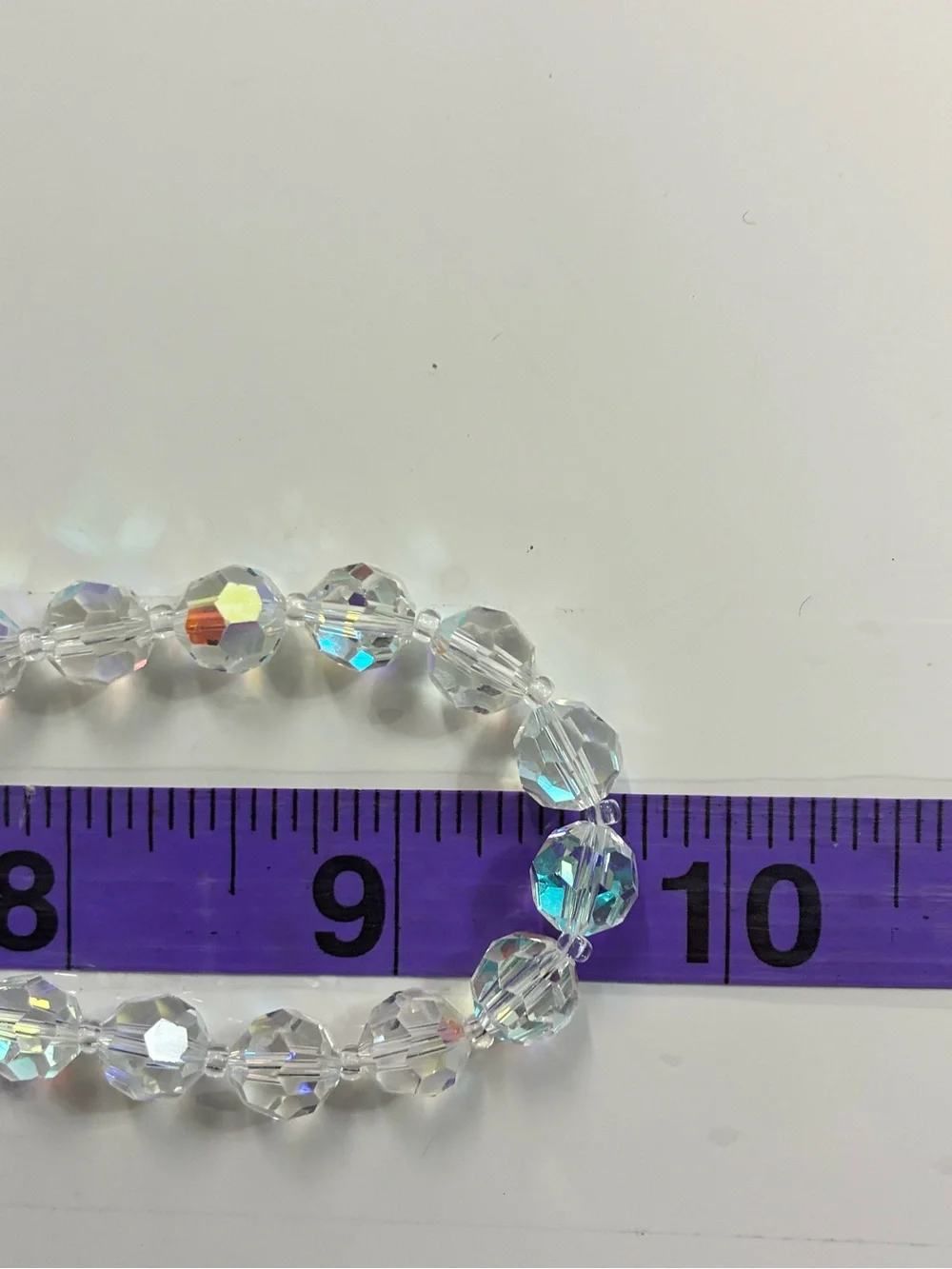 Aurora Faceted Crystal Beaded Necklace Clear Iridescent Classic Timeless Retro